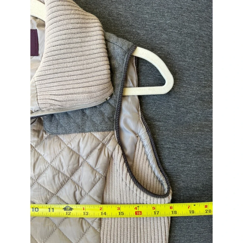 Johnston & Murphy Quilted Knit Zip Vest Women's Size S Beige Gray Puffer - Picture 5 of 8